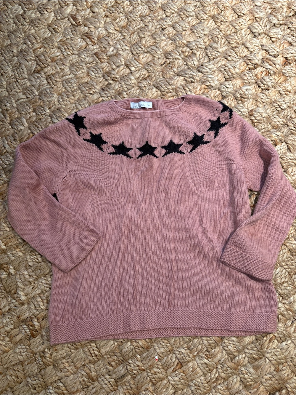 Paloma de la O Girls Pink Black Star Knit Sweater Size 6 Made in Spain